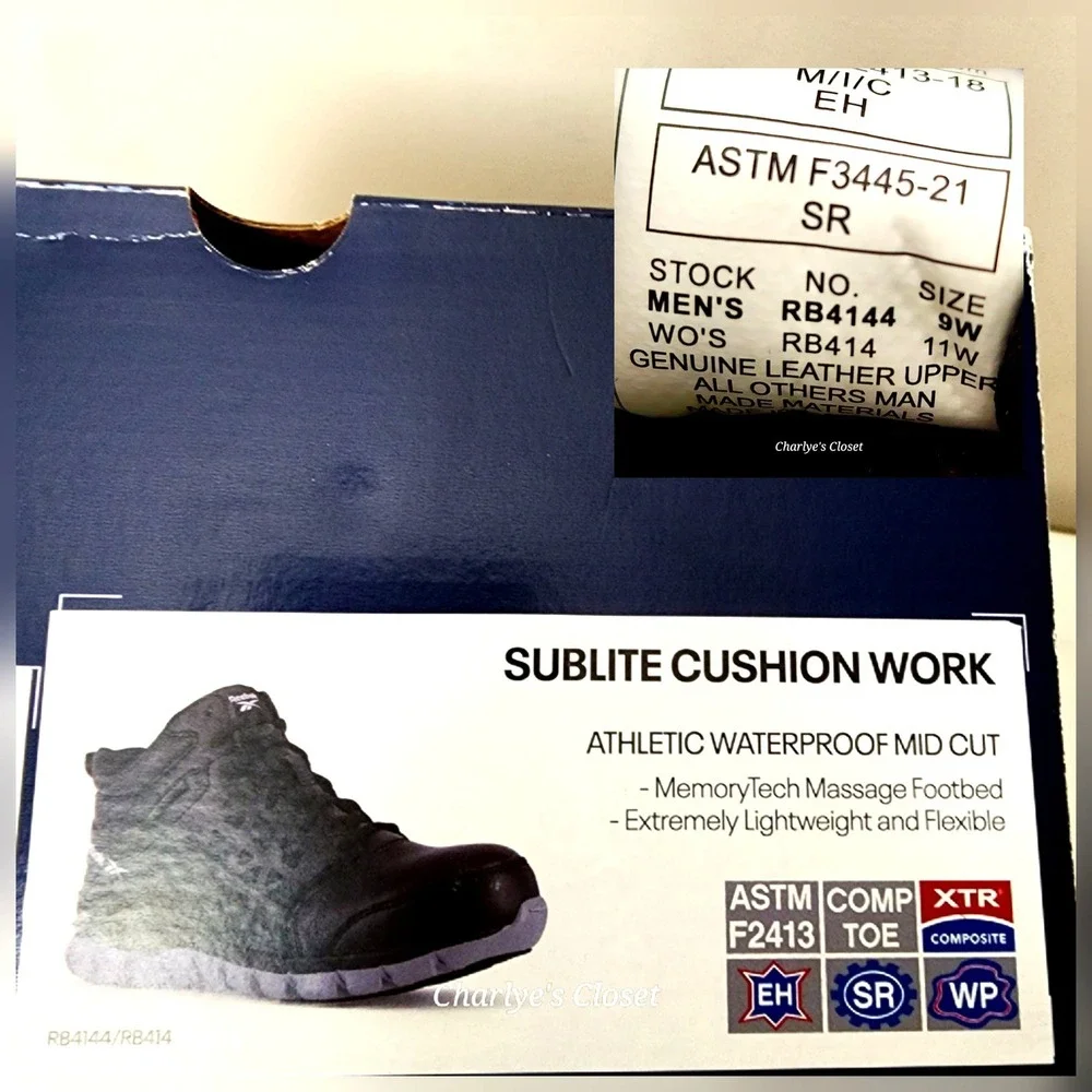 Reebok Sublite Cushion Work RB4144 9W Black Composite Toe Boot